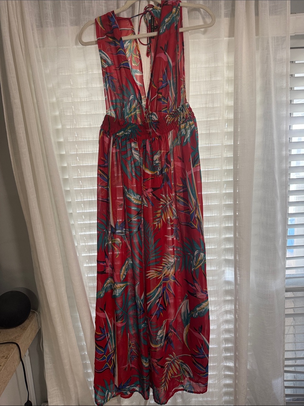 AMERICA &BEYOND Red Tropical Print Maxi Dress - Unbranded SIZE M